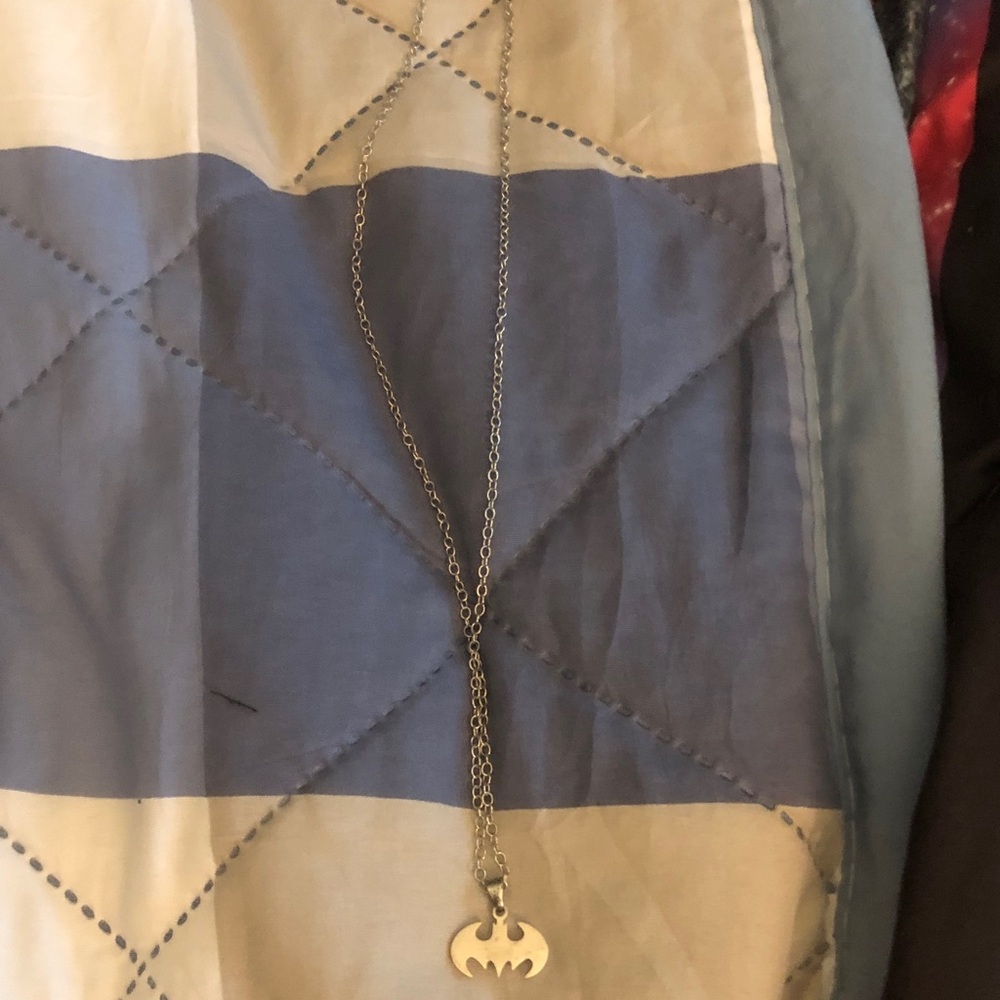 Bat Pendant Y-Necklace in Silver Tone